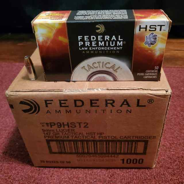 1,000 rounds of 9mm Federal P9HST2 Hollow Point